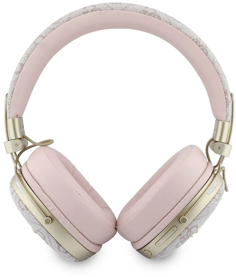 Ausinės Guess Bluetooth ENC Metal 4G Script Logo rožinės spalvos
