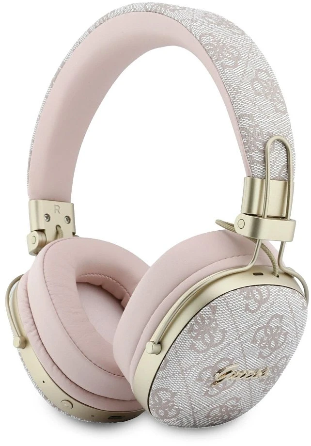 Ausinės Guess Bluetooth ENC Metal 4G Script Logo rožinės spalvos