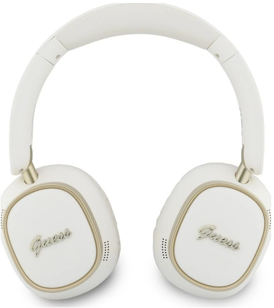Guess Rectangle Metal Script Logo ENC belaidės ausinės baltos spalvos