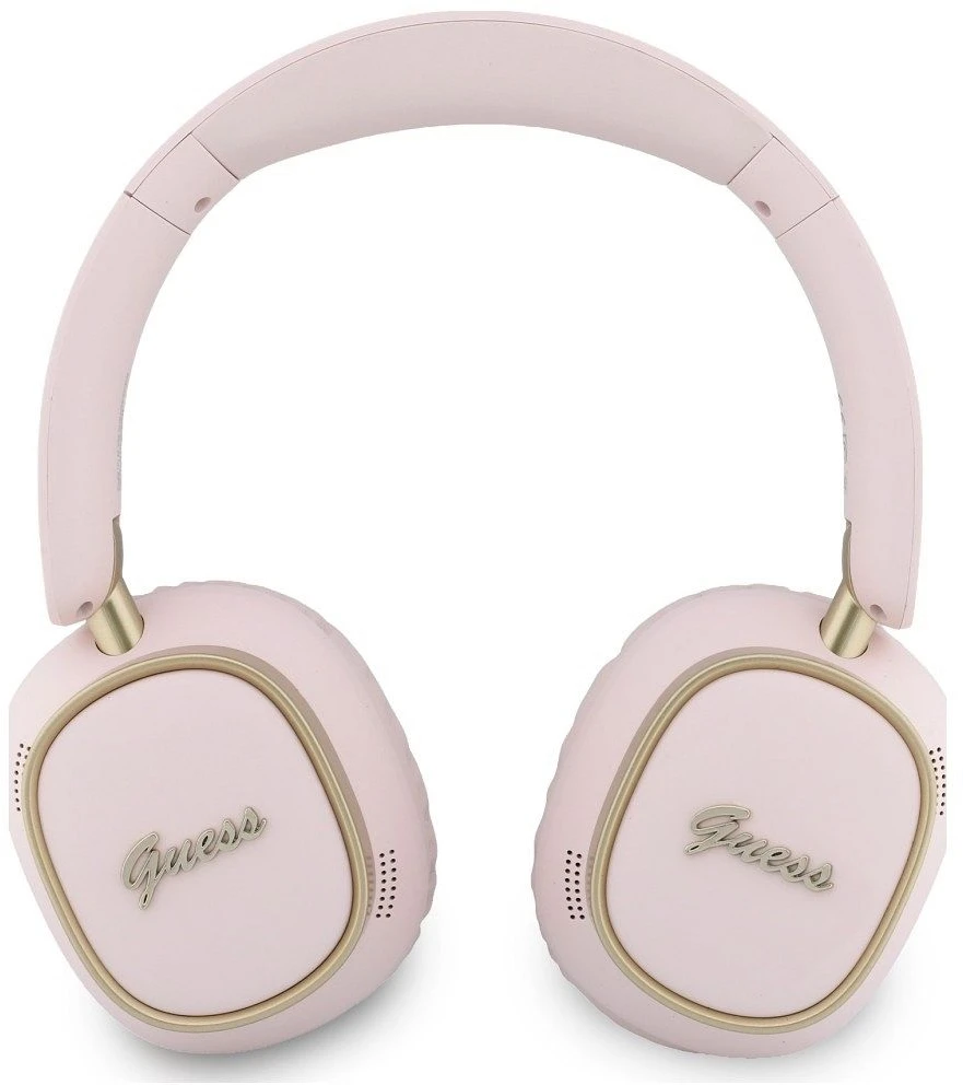 Guess Rectangle Metal Script Logo ENC belaidės ausinės rožinės spalvos