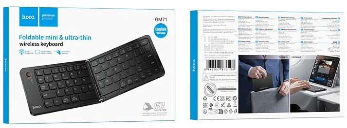 Belaidė klaviatūra folded QWERTY Hoco GM71 juodas