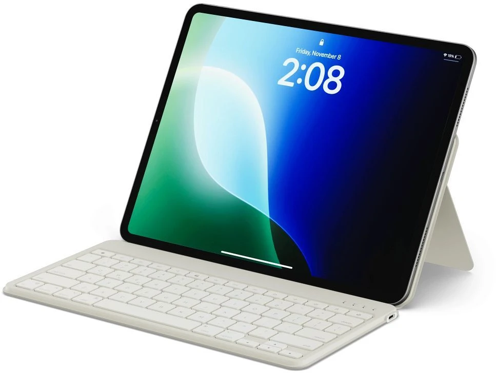 Belaidė klaviatūra su stovu išmaniajam telefonui / planšetiniam kompiuteriui QWERTY Satechi Onthego smėlio spalvos