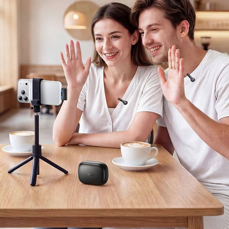 Wireless lavalier microphone USB C Hoco L27 juodas