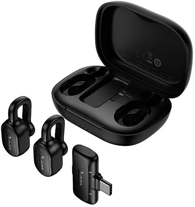 Wireless lavalier microphone USB C Hoco L27 juodas
