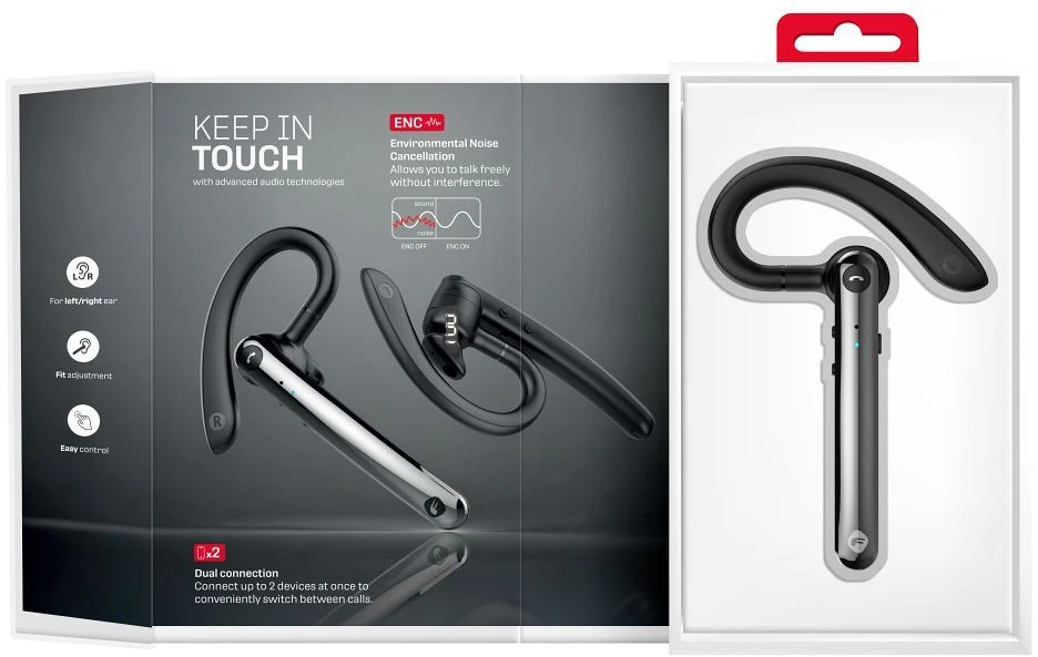 Belaidės mono ausinės (ENC, Multipoint, BT 6.0 + EDR, 90mAh) FORCELL Orion Slim juodas