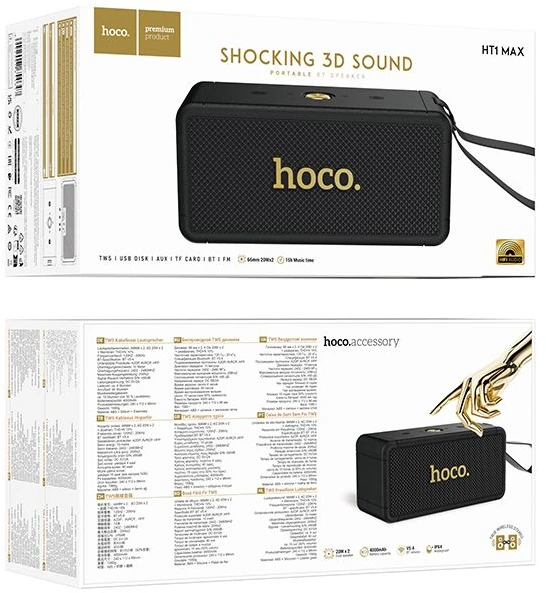 Bluetooth nešiojamas garsiakalbis Hoco HT1 Max juodas