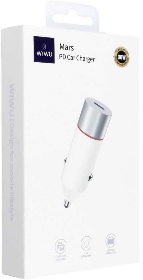 WiWU - automobilinis įkroviklis Mars Series Wi-QC021 30W PD+QC 1xUSB C - baltas