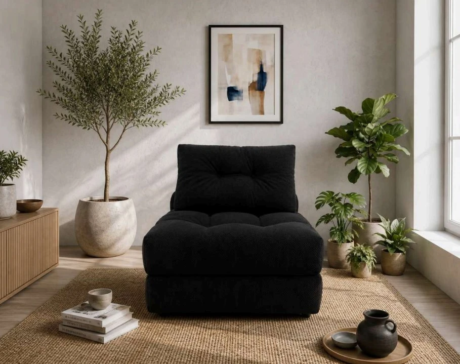 WOBA juodas pouffe-mattress