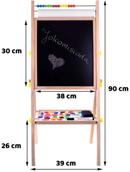 Jokomisiada Medinė lenta 3in1 molbertas, kreida, veltinio antgalis