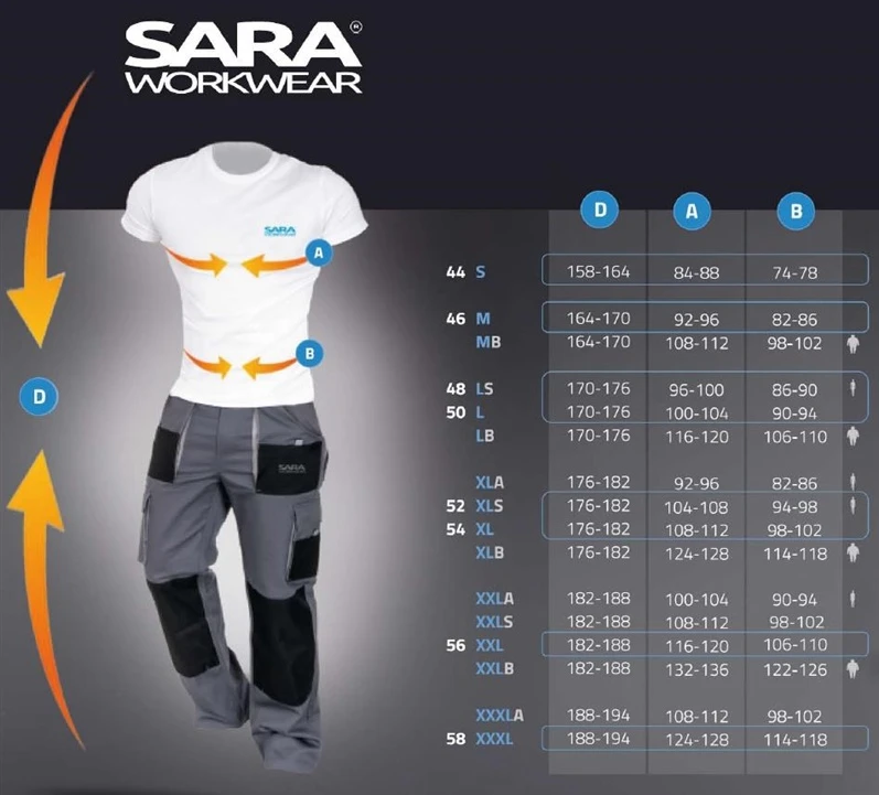 Darbo kelnės Sara Workwear Actiflex, juoda, 58