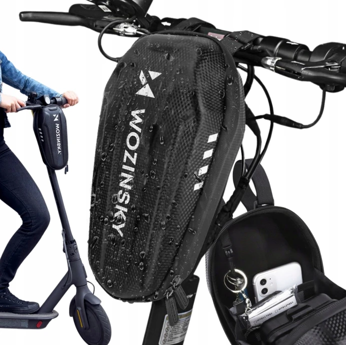Wozinsky waterproof scooter handlebar bag 3l handlebar bag juodos spalvos (WSB4BK)