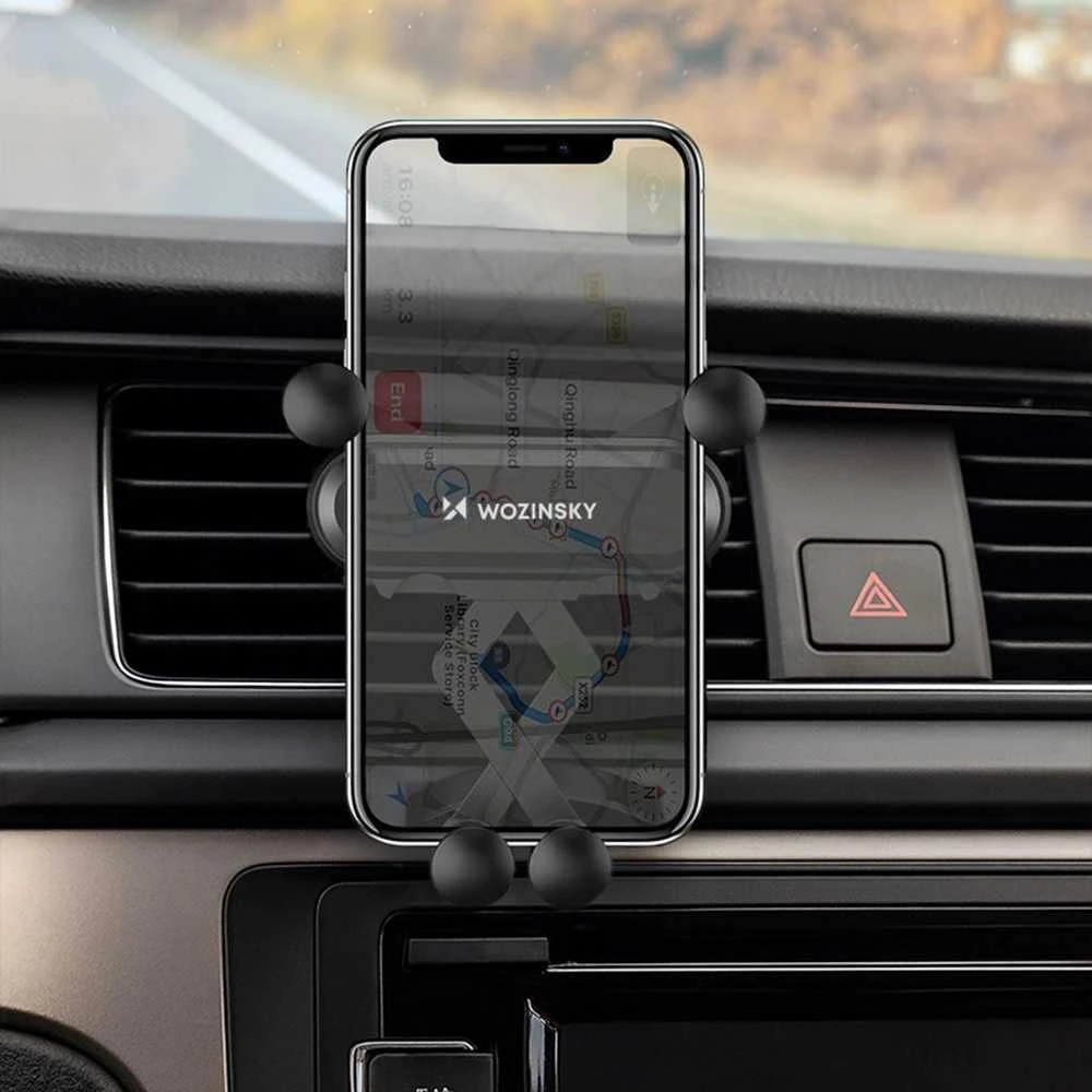 Wozinsky car phone holder gravity for ventilation grille juodos spalvos (WCH-05)