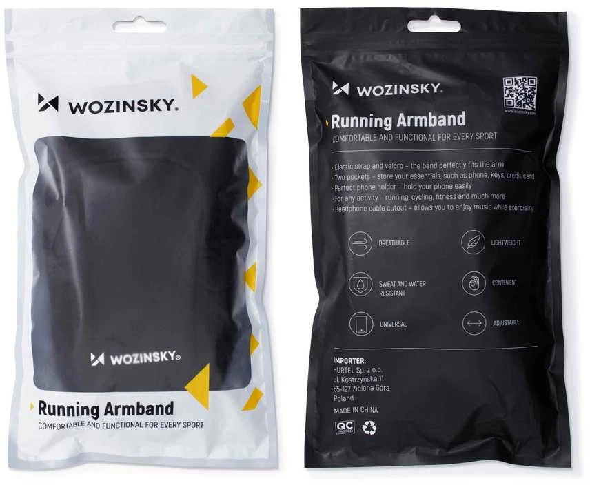 Wozinsky bėgimo telefono dėklas ant rankos juodos spalvos (WABBK1)