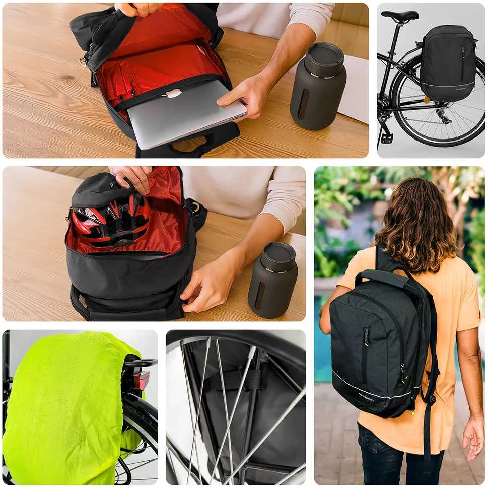 Wozinsky Double Bike Bag Backpack 2in1 30l Juodas (WBB30BK)