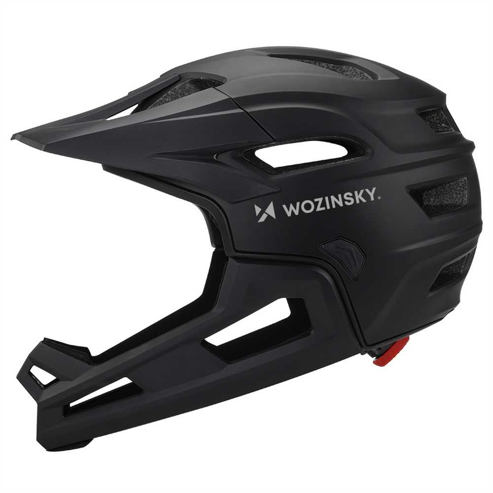 Dviratininko šalmas fullface Wozinsky su odpinanym daszkiem lekki 57-62 cm - juoda