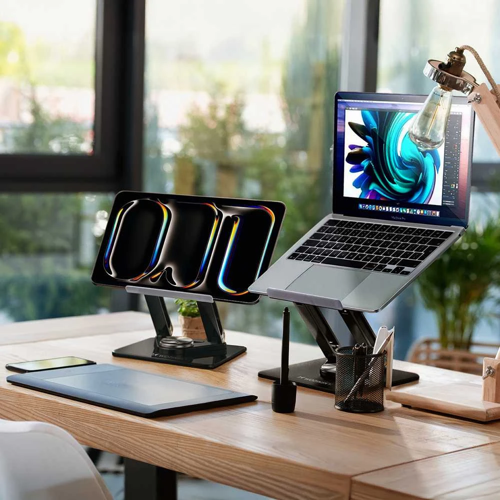 Nešiojamas kompiuteris stand Wozinsky WRS-CPY84SB 360 aluminum – juodos spalvos