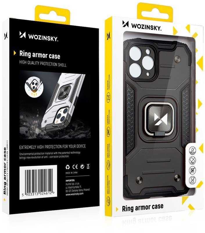 Wozinsky Ring Armor tvirtas hibridinis dėklas skirtas iPhone 13, sidabrinis