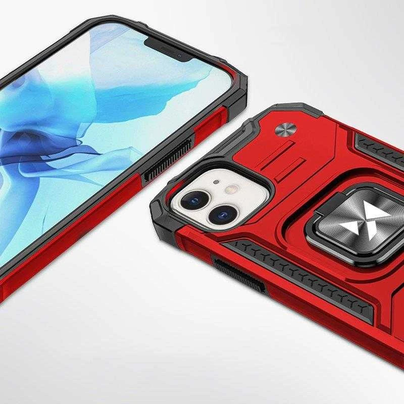 Wozinsky Ring Armor Apple iPhone 14 armored magnetic holder ring dėklas telefonui raudonos spalvos