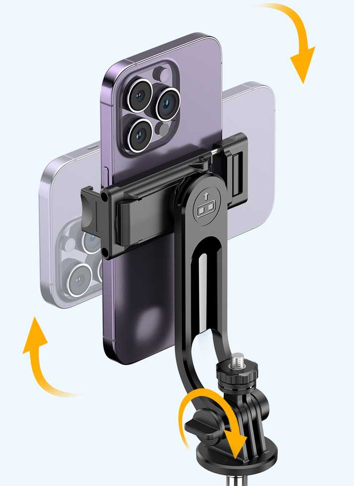 Wozinsky Asmenukių lazda WC1Y3S telescopic tripod 1.3m with phone holder – juodos spalvos