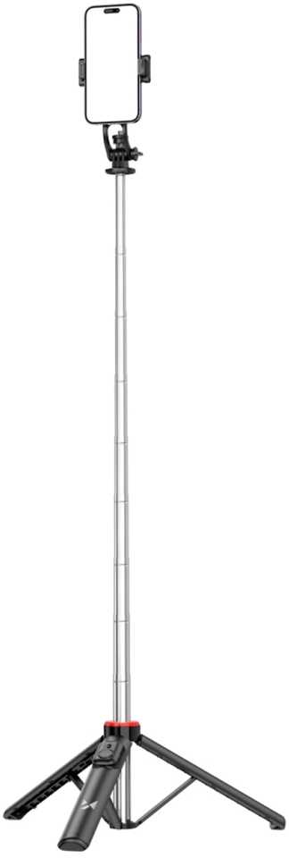 Wozinsky Asmenukių lazda WC1Y3S telescopic tripod 1.3m with phone holder – juodos spalvos