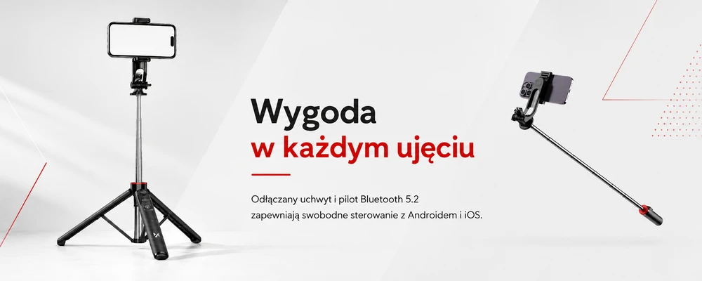 Wozinsky Asmenukių lazda WC1Y3S telescopic tripod 1.3m with phone holder – juodos spalvos