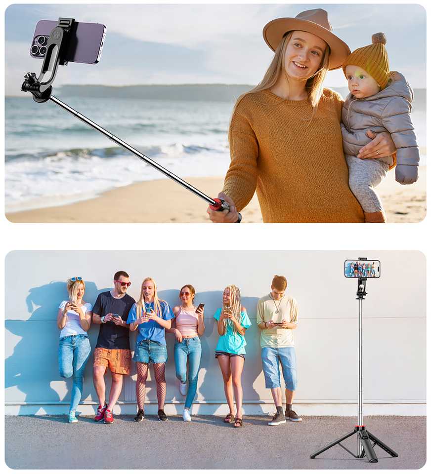 Selfie stick WC1Y3S teleskopowy tripod 1.3m su laikikliu na telefon - juoda