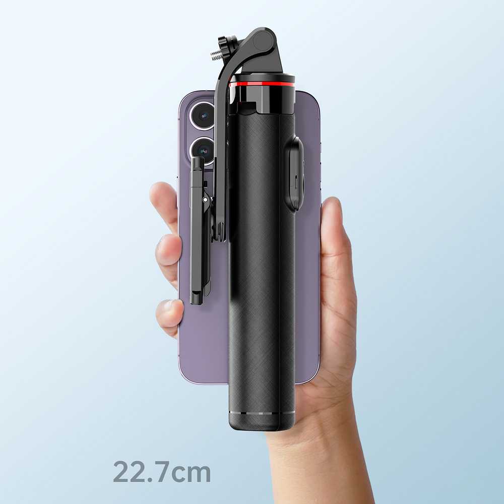 Wozinsky Asmenukių lazda WC1Y3S telescopic tripod 1.3m with phone holder – juodos spalvos