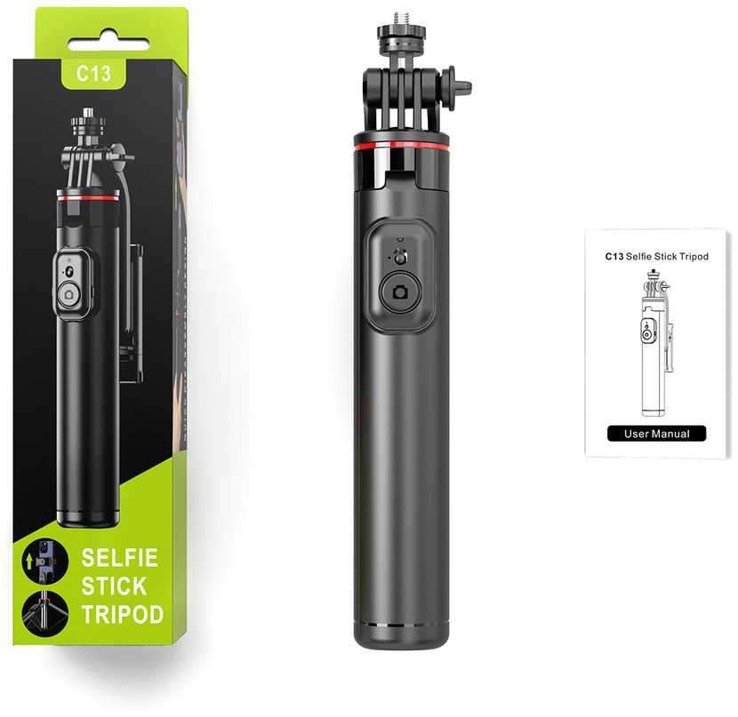 Selfie stick WC1Y3S teleskopowy tripod 1.3m su laikikliu na telefon - juoda