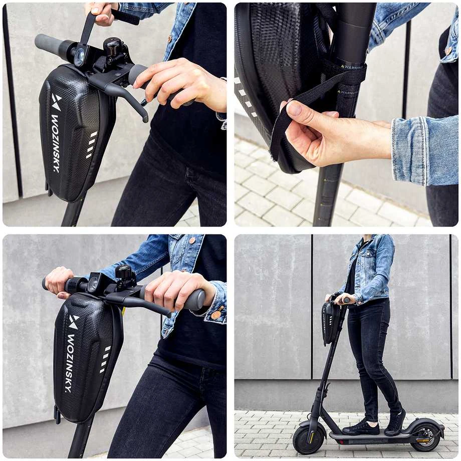 Wozinsky waterproof scooter handlebar bag 3l handlebar bag juodos spalvos (WSB4BK)
