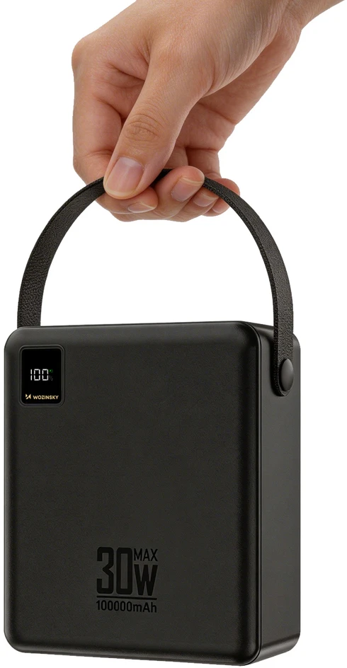 Wozinsky W8-B 100000 mAh su latarką 30W juoda