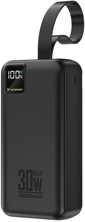 Wozinsky W8-W 30000 mAh 30W Powerbank 2x USB-A and USB-C with Flashlight - Juodas
