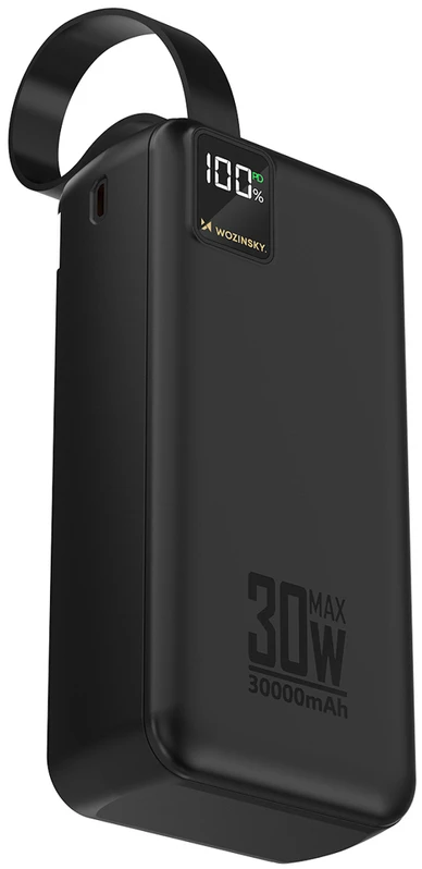 Wozinsky W8-W 30000 mAh 30W Powerbank 2x USB-A and USB-C with Flashlight - Juodas
