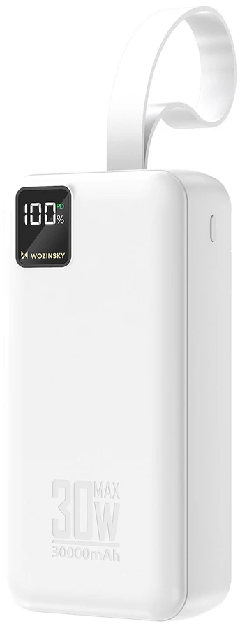 Wozinsky W8-W 30000mAh 30W Powerbank 2x USB-A and USB-C with Flashlight - Baltas