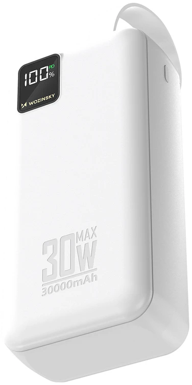 Wozinsky W8-W 30000mAh 30W Powerbank 2x USB-A and USB-C with Flashlight - Baltas