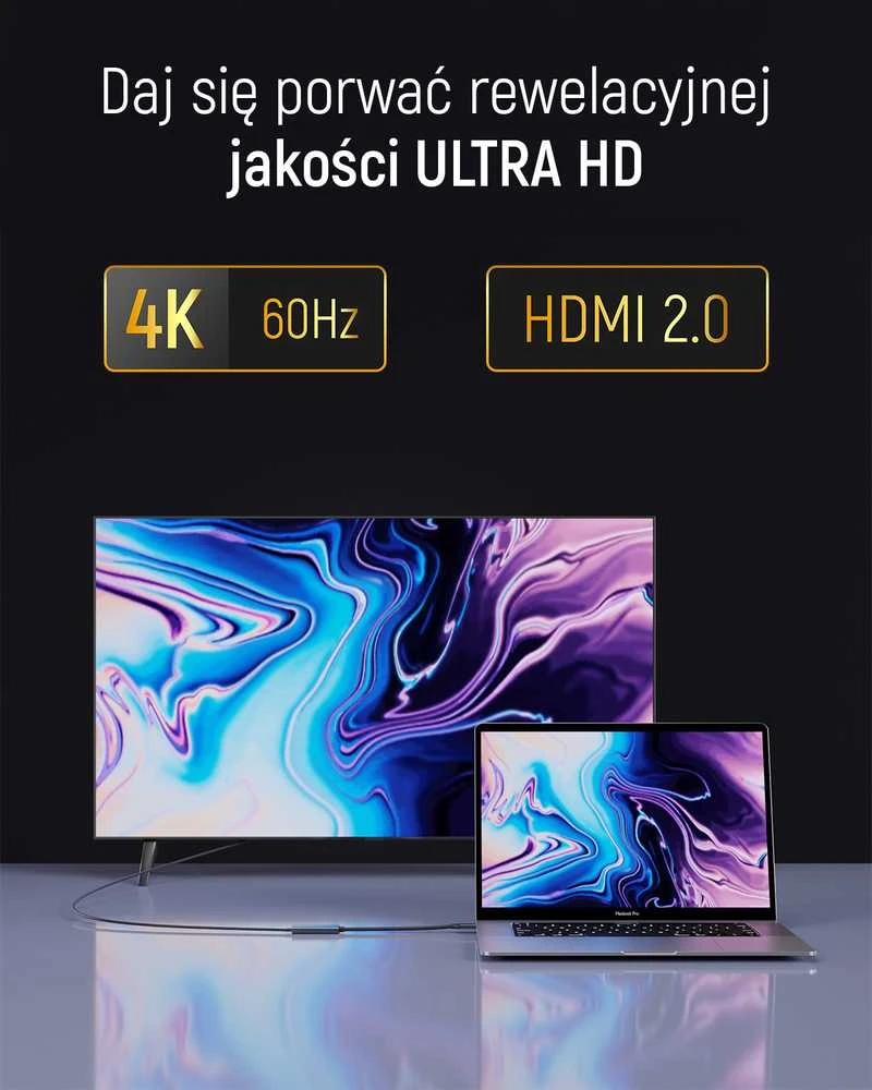 Wozinsky WACH-01 USB-C - HDMI 4K 60Hz Adapteris - Juodas