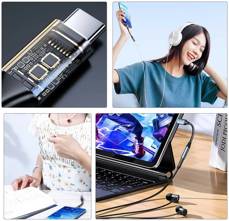 Wozinsky WACM-01 USB-C Adapteris - 3.5mm Mini Jack - Juodas