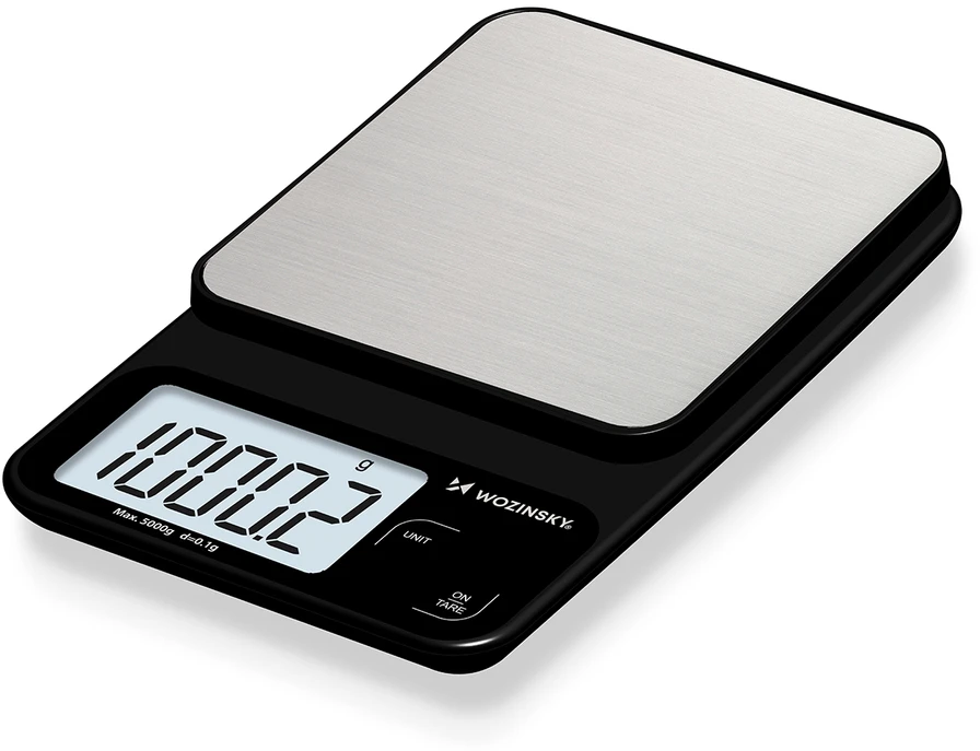 Virtuvinės svarstyklės Wozinsky WAK-2252 virtuvės svarstyklės, tikslios, su dideliu LCD ekranu, iki 5kg - juodas