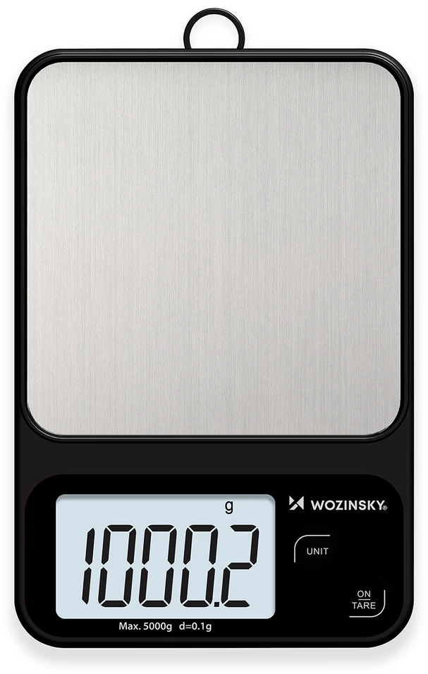 Virtuvinės svarstyklės Wozinsky WAK-2252 virtuvės svarstyklės, tikslios, su dideliu LCD ekranu, iki 5kg - juodas