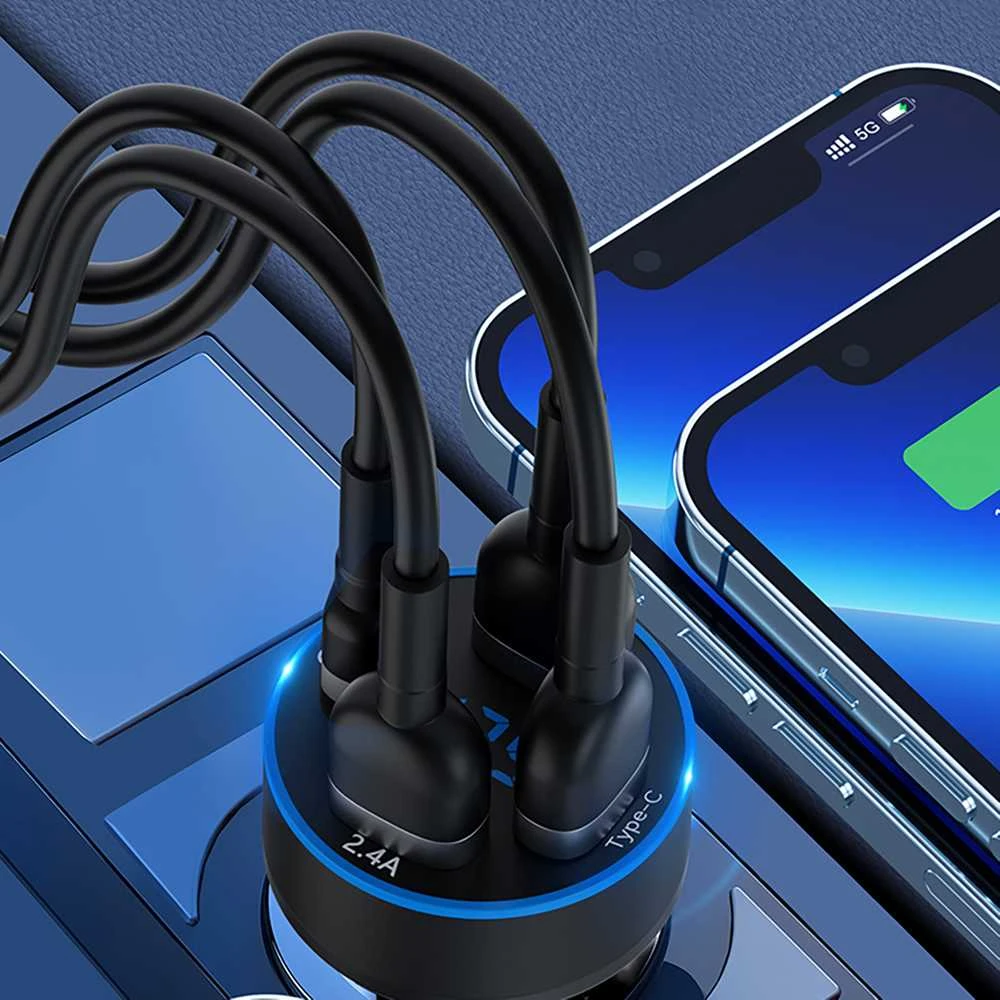 Įkroviklis automobilinis Wozinsky (WDCCB) (2xUSB 2xUSB-C 3A) 50W juodas