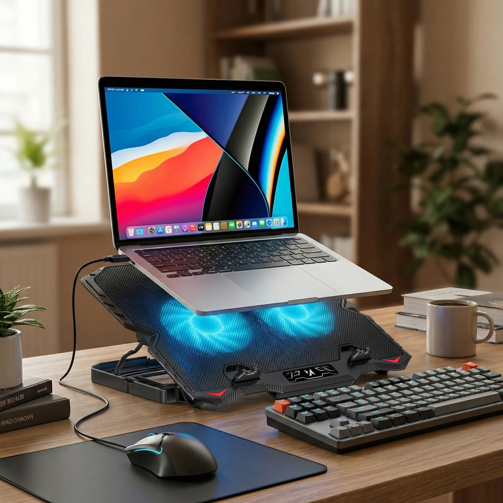 Wozinsky WDCX-015 StormPad RGB Gaming Cooling Nešiojamas kompiuteris Stand - Juodas