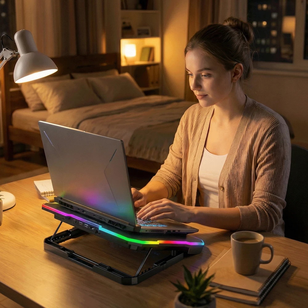 Wozinsky WDCX-A26 NitroCool RGB Gaming Nešiojamas kompiuteris Cooling Pad - Juodas