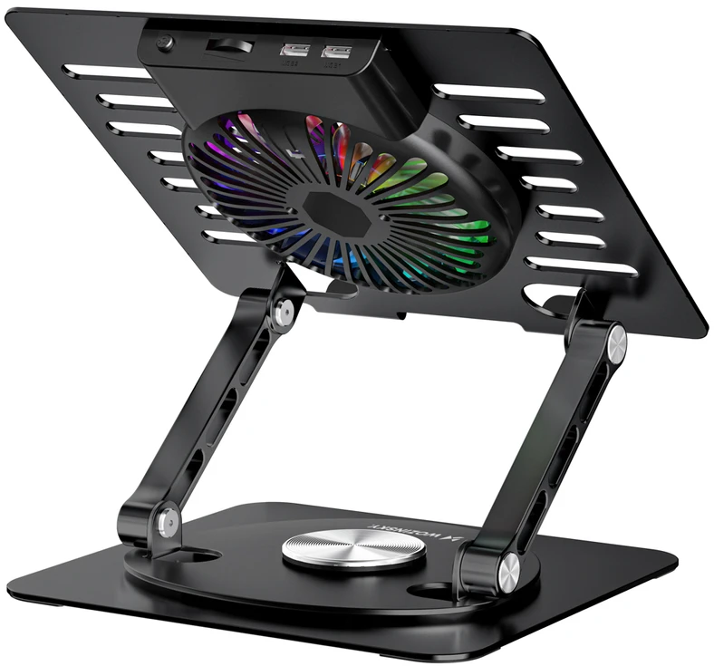 Wozinsky A4d60 WDCX-X16-AS „CoolBase RGB“ aušinimo stovas su 360° pasukimu nešiojamam ir planšetiniam kompiuteriui - juoda