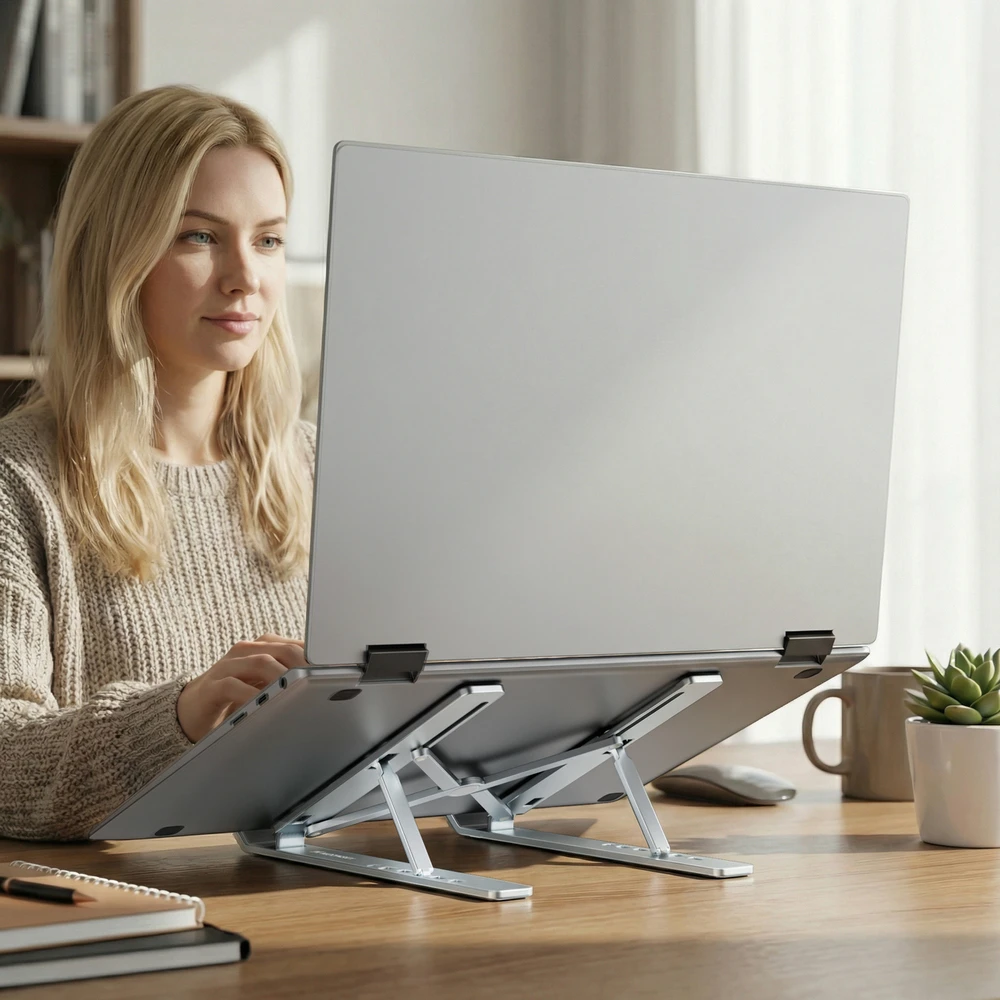 Wozinsky WDCX-X8S Foldable Adjustable Nešiojamas kompiuteris Stand - Sidabrinis