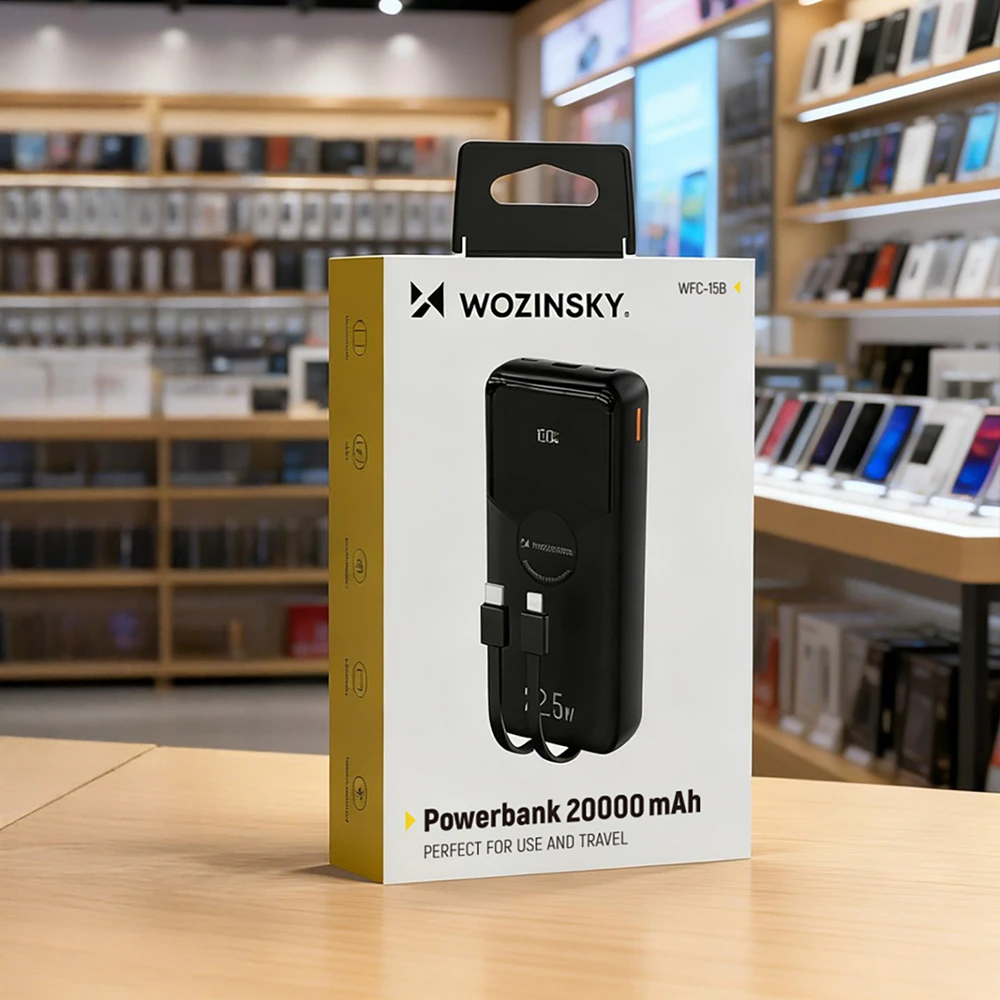 Wozinsky 20000 mAh 22.5W PD 20W juoda