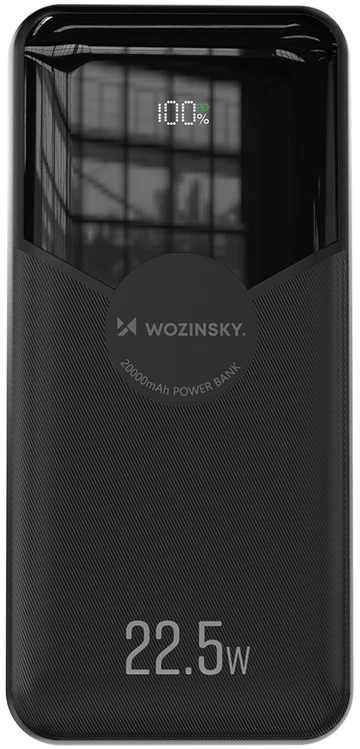 Wozinsky 20000 mAh 22.5W PD 20W juoda
