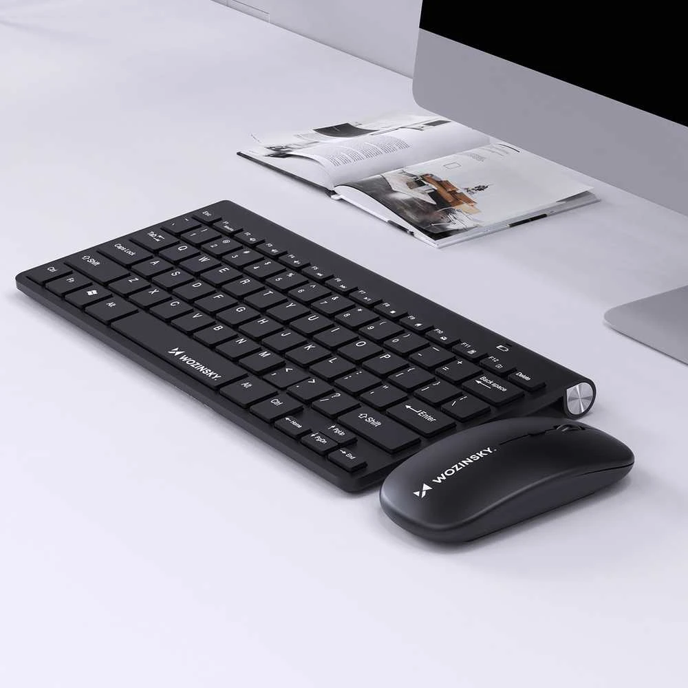 Wozinsky Belaidė klaviatūra + Compact Pelė Set - Juodas