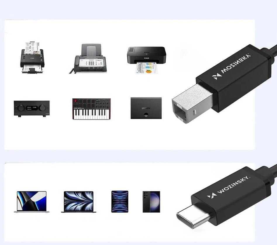 Wozinsky WKDDY1S USB-B - USB-C kabelis 1 m - juodas