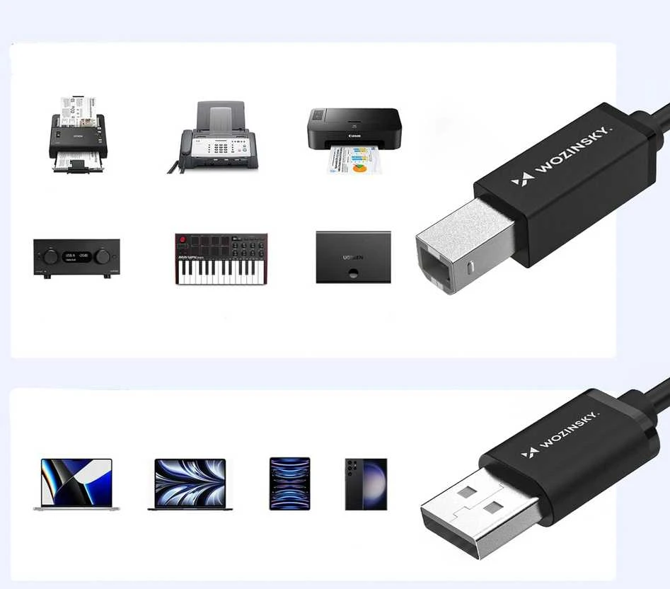 Wozinsky WKDDY4S USB-B - USB-A 480Mb/s kabelis 1 m - juodas