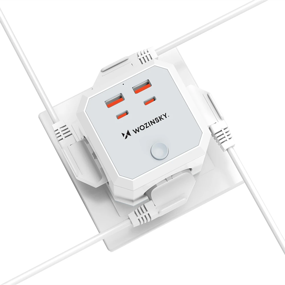 Wozinsky WKZ-4B Power Cube 4x AC 2x USB-A 2x USB-C PD 20 W 4000 W - Baltas