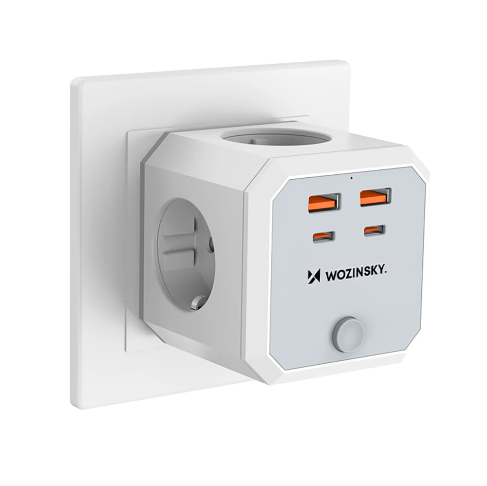 Wozinsky WKZ-4B Power Cube 4x AC 2x USB-A 2x USB-C PD 20 W 4000 W - Baltas